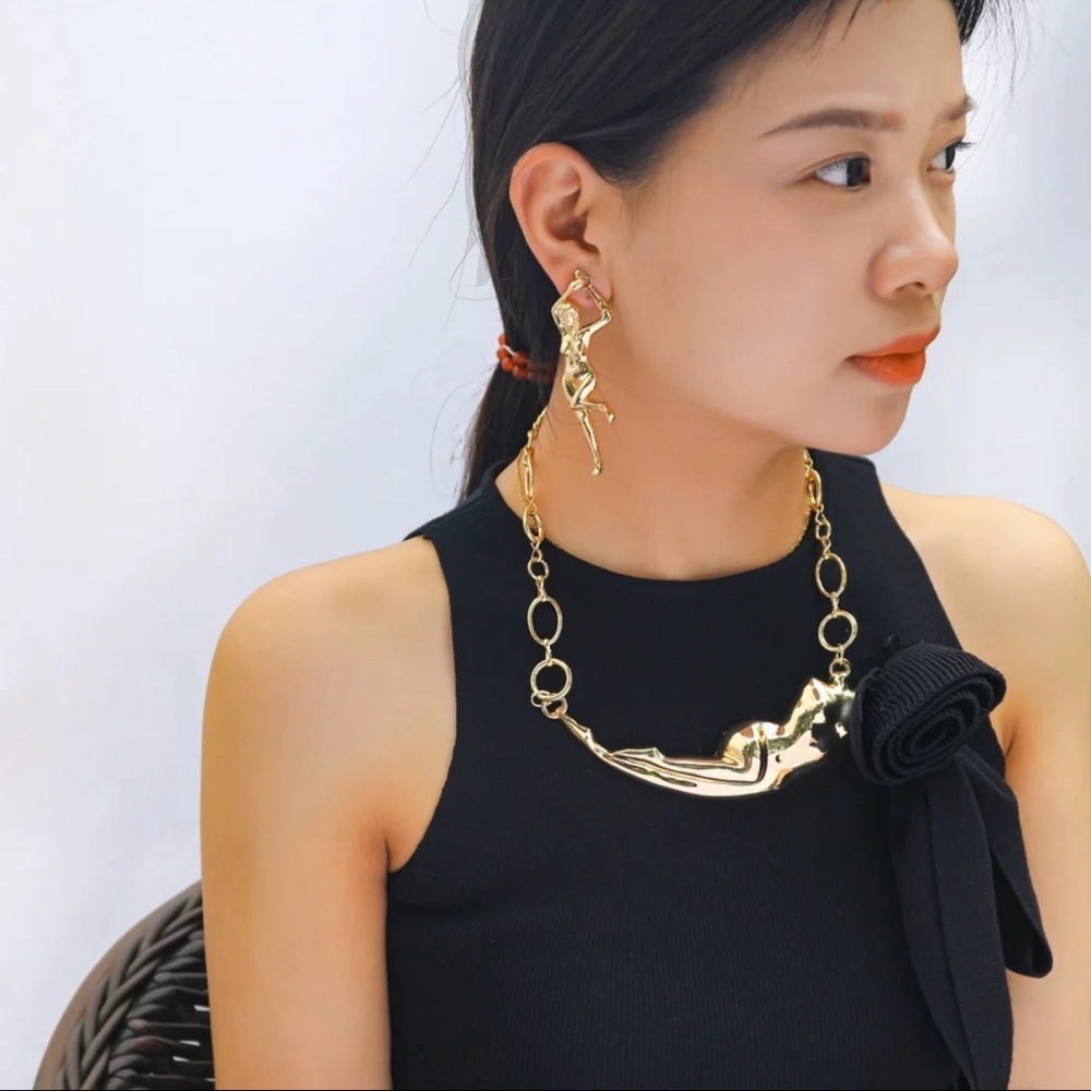 Gold Metal Figure Necklace
